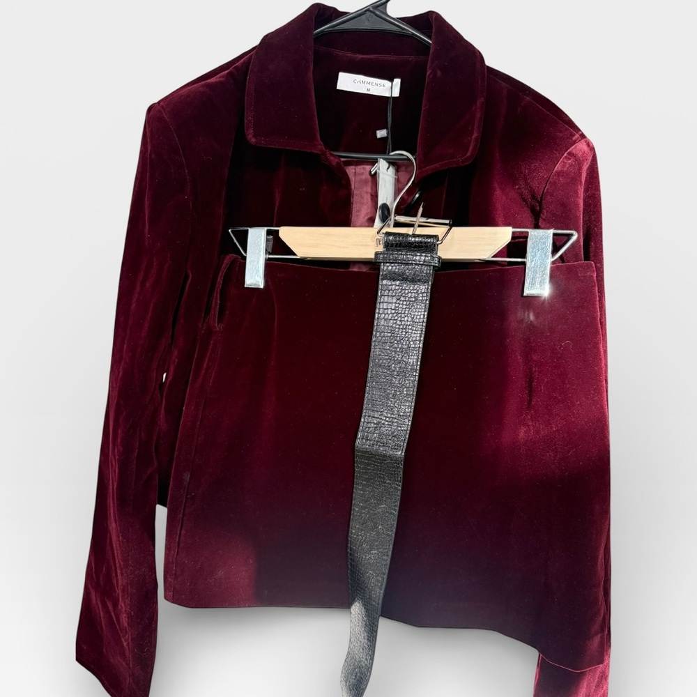 Commense SET Velvet Collared Jacket & Mini Skirt Set - Picture 12 of 16